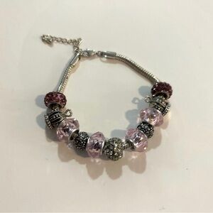 Charm Bracelet with Pink and Crystal Jewel Charms